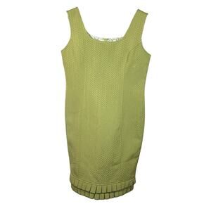 Jana Kos Dress Women's Size 8 Sleeveless Lime Green A-Line Quilted Knee Length